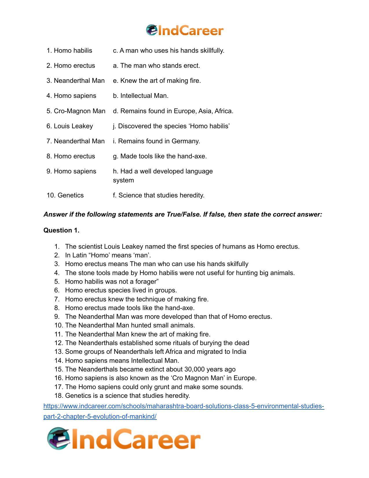 Maharashtra Board Solutions Class 5-Environmental Studies (Part 2): Chapter 5- Evolution of Mankind - Page 8