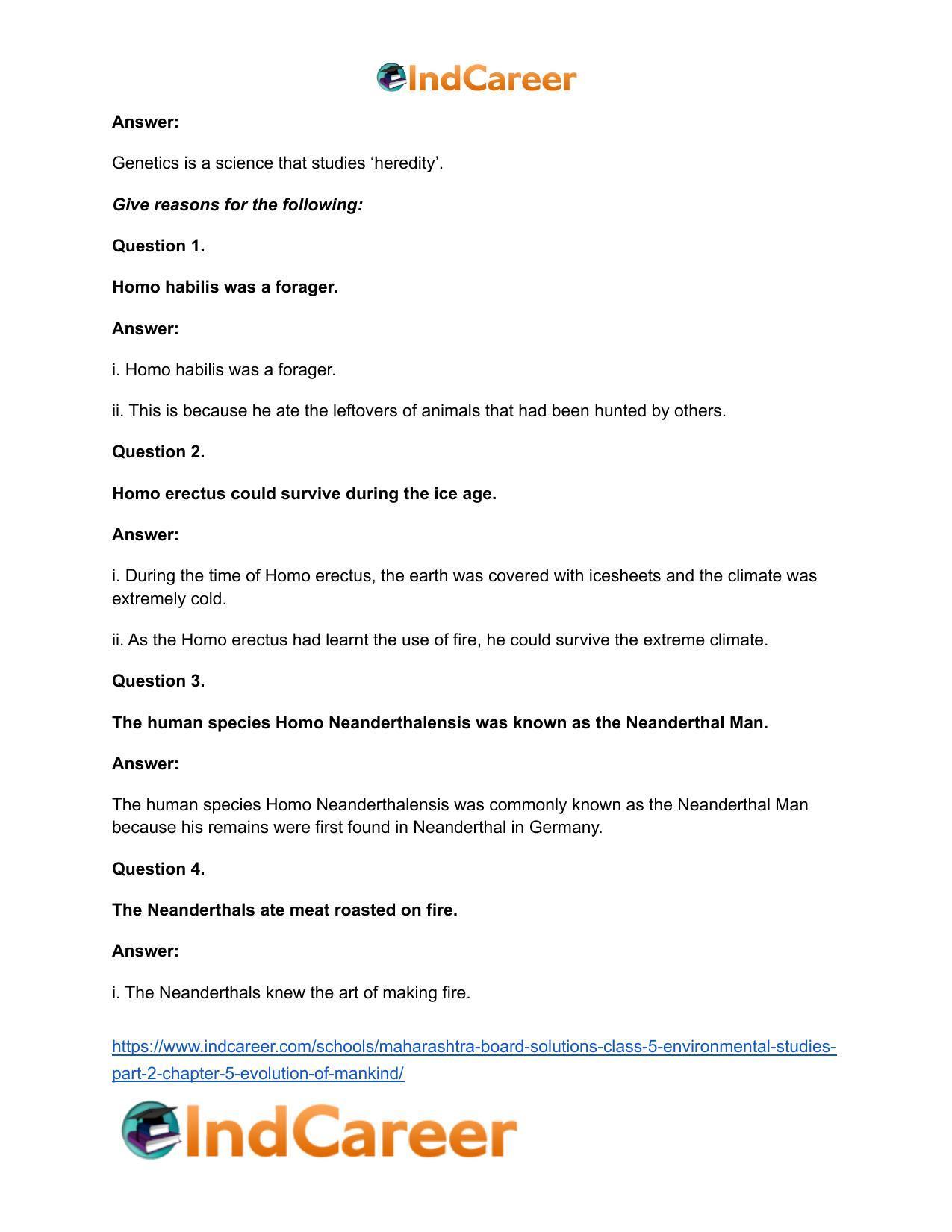 Maharashtra Board Solutions Class 5-Environmental Studies (Part 2): Chapter 5- Evolution of Mankind - Page 14