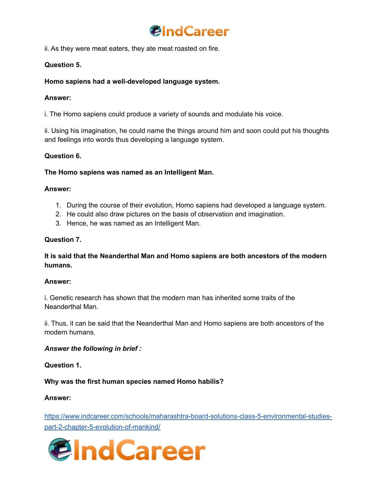 Maharashtra Board Solutions Class 5-Environmental Studies (Part 2): Chapter 5- Evolution of Mankind - Page 15