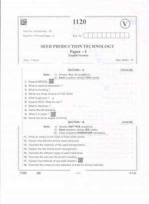 AP Intermediate 2nd Year Vocational Question Paper September-2021 - Seed_Production_Technology-I