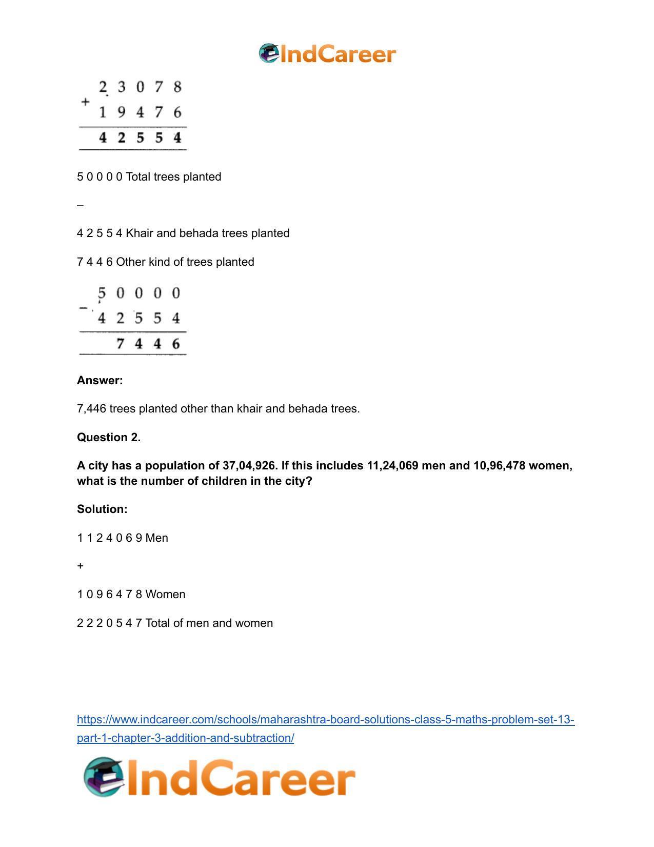 Maharashtra Board Solutions Class 5-Maths (Problem Set 13) - Part 1: Chapter 3- Addition and Subtraction - Page 3