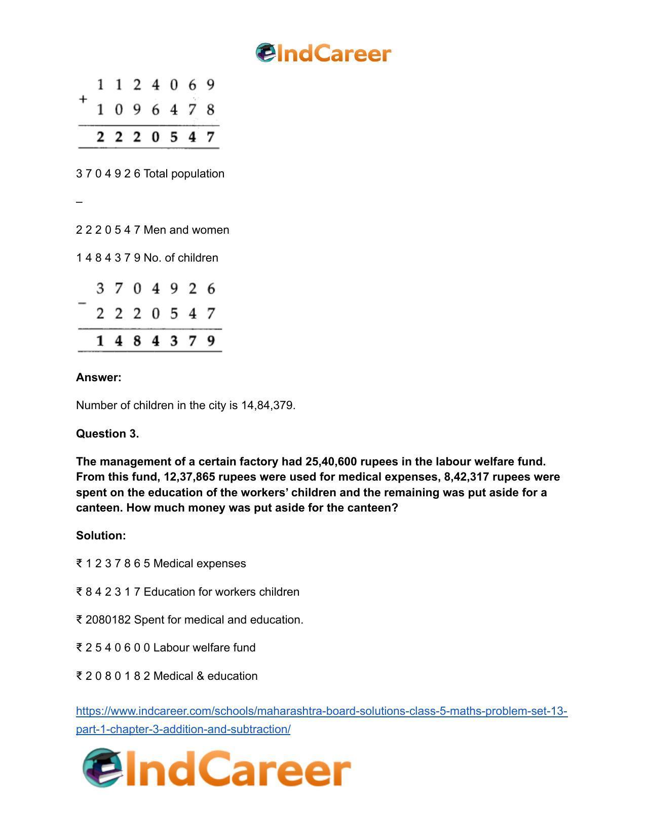 Maharashtra Board Solutions Class 5-Maths (Problem Set 13) - Part 1: Chapter 3- Addition and Subtraction - Page 4
