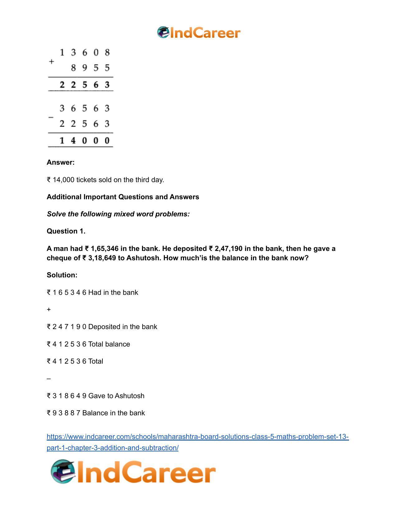 Maharashtra Board Solutions Class 5-Maths (Problem Set 13) - Part 1: Chapter 3- Addition and Subtraction - Page 6
