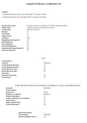 MP CPCT 16th February 2018 CPCT Question Paper Shift 2