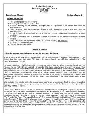 CBSE Class 12th English Elective Sample Question Paper 2021-22