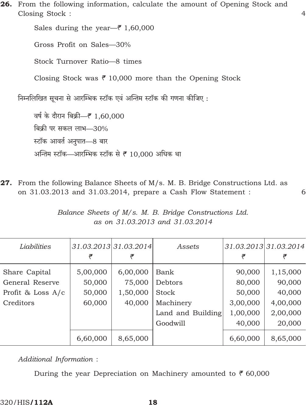 NIOS October 2014 Class 12 Accountancy Question Paper - Page 18