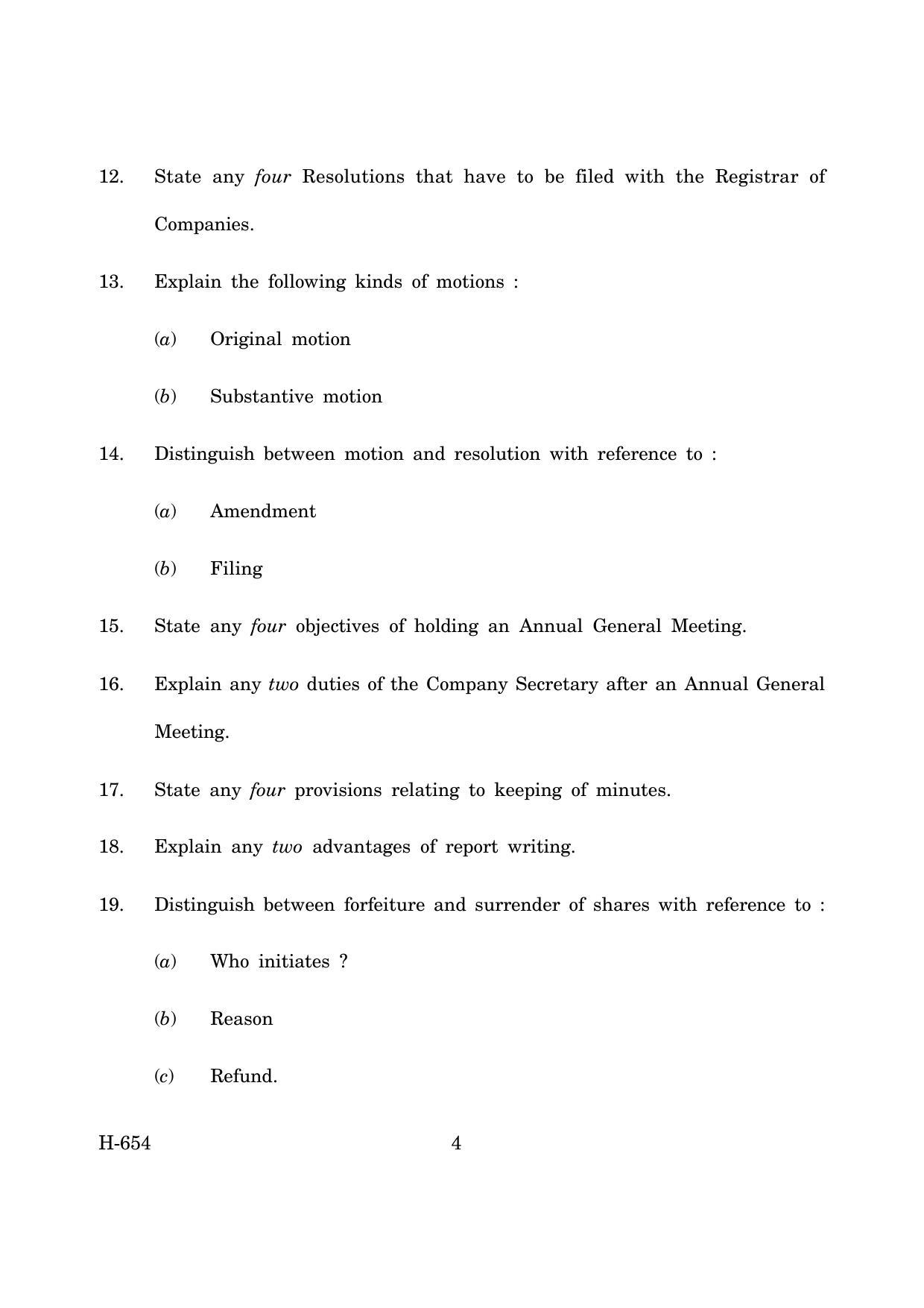 Goa Board Class 12 Secretarial Practice   (June 2019) Question Paper - Page 4