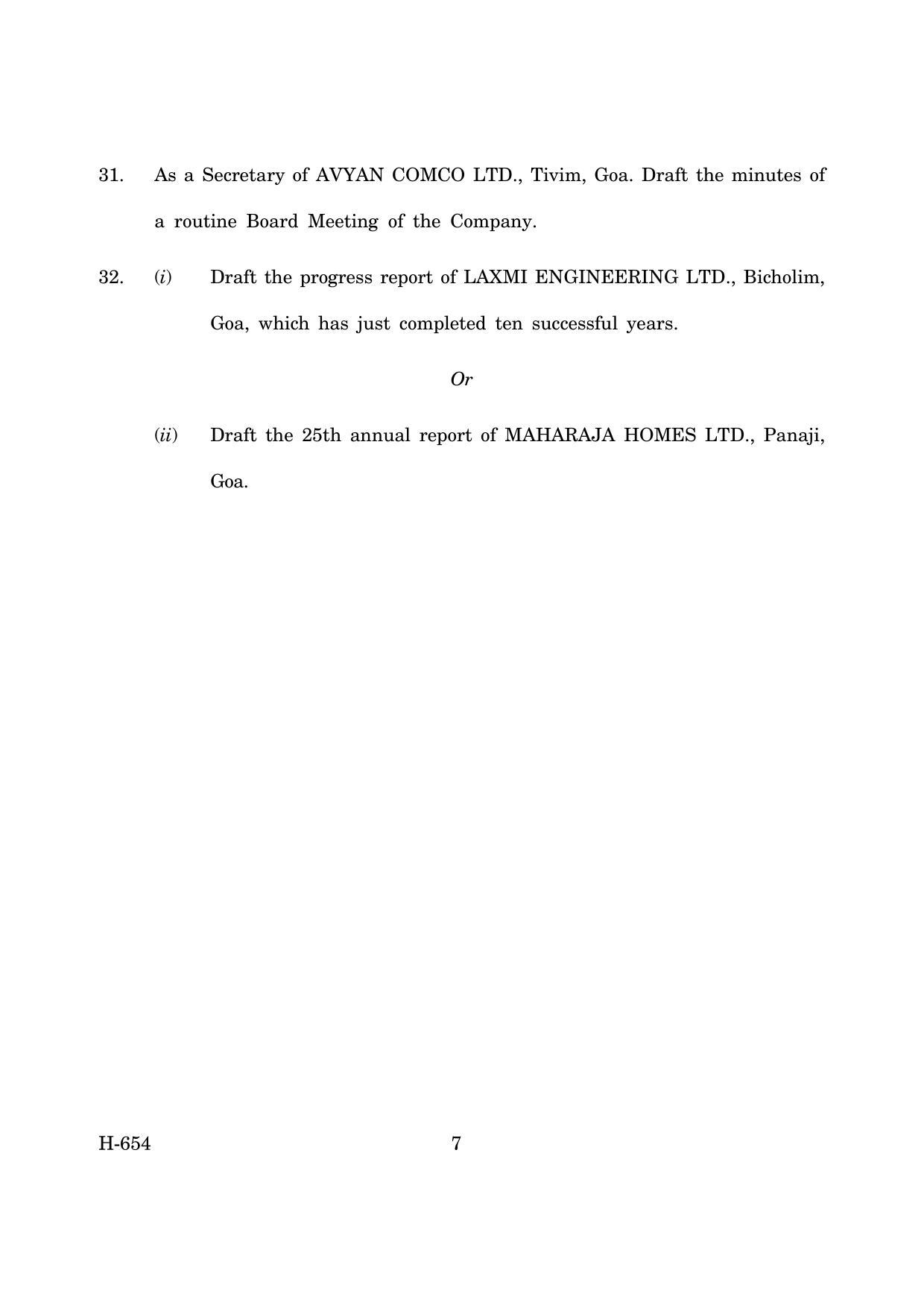 Goa Board Class 12 Secretarial Practice (June 2019) Question Paper - Page 7