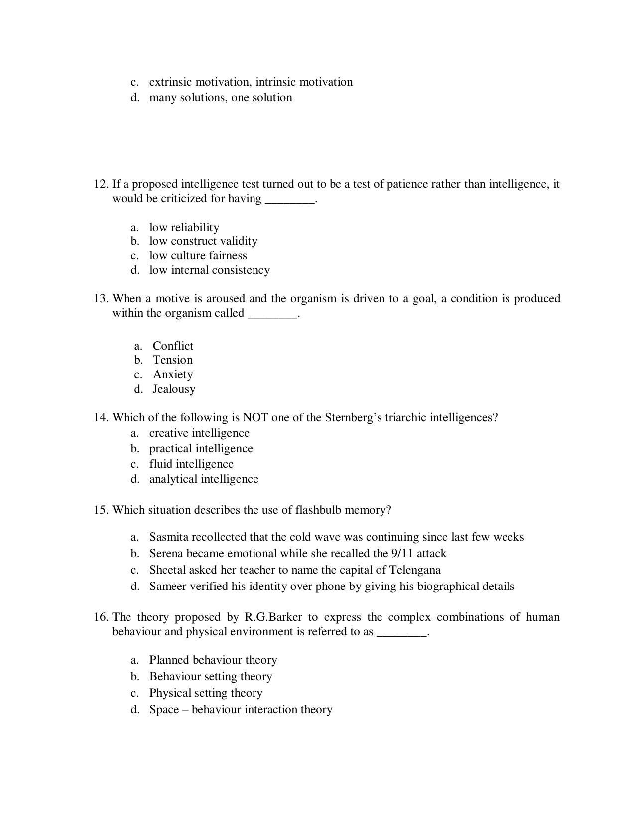 Odisha CPET 2021 PSYCHOLOGY Question Paper - Page 3