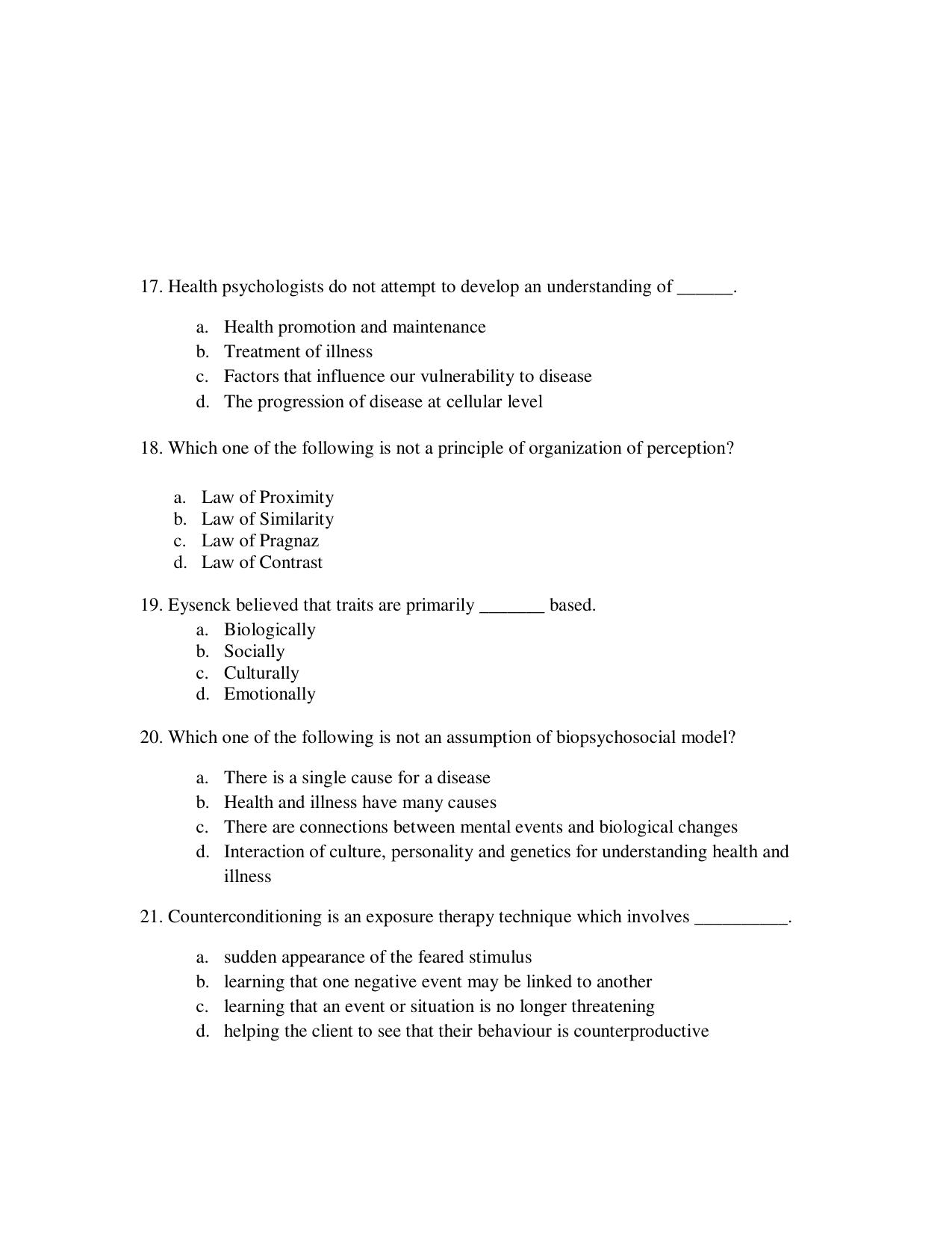 Odisha CPET 2021 PSYCHOLOGY Question Paper - Page 4