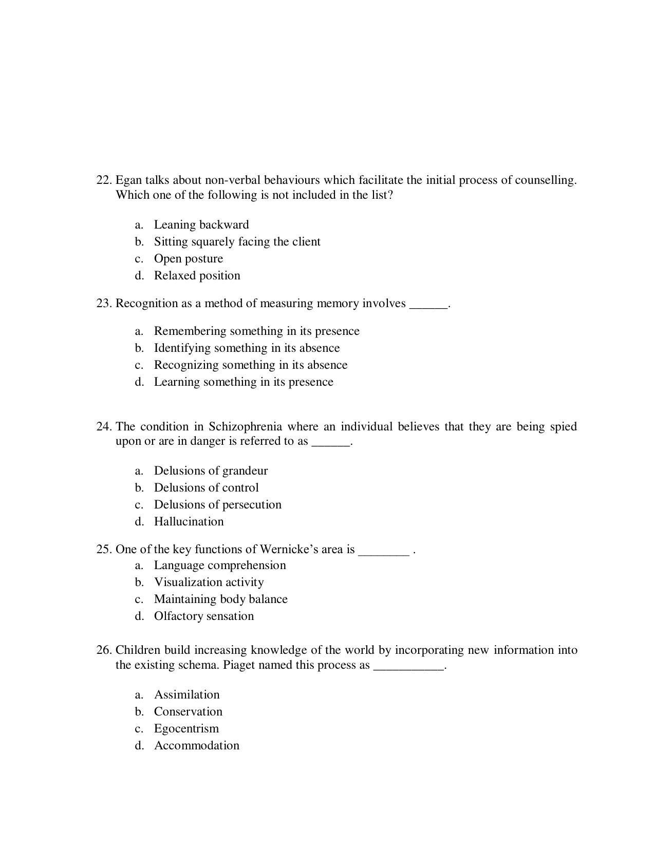 Odisha CPET 2021 PSYCHOLOGY Question Paper - Page 5