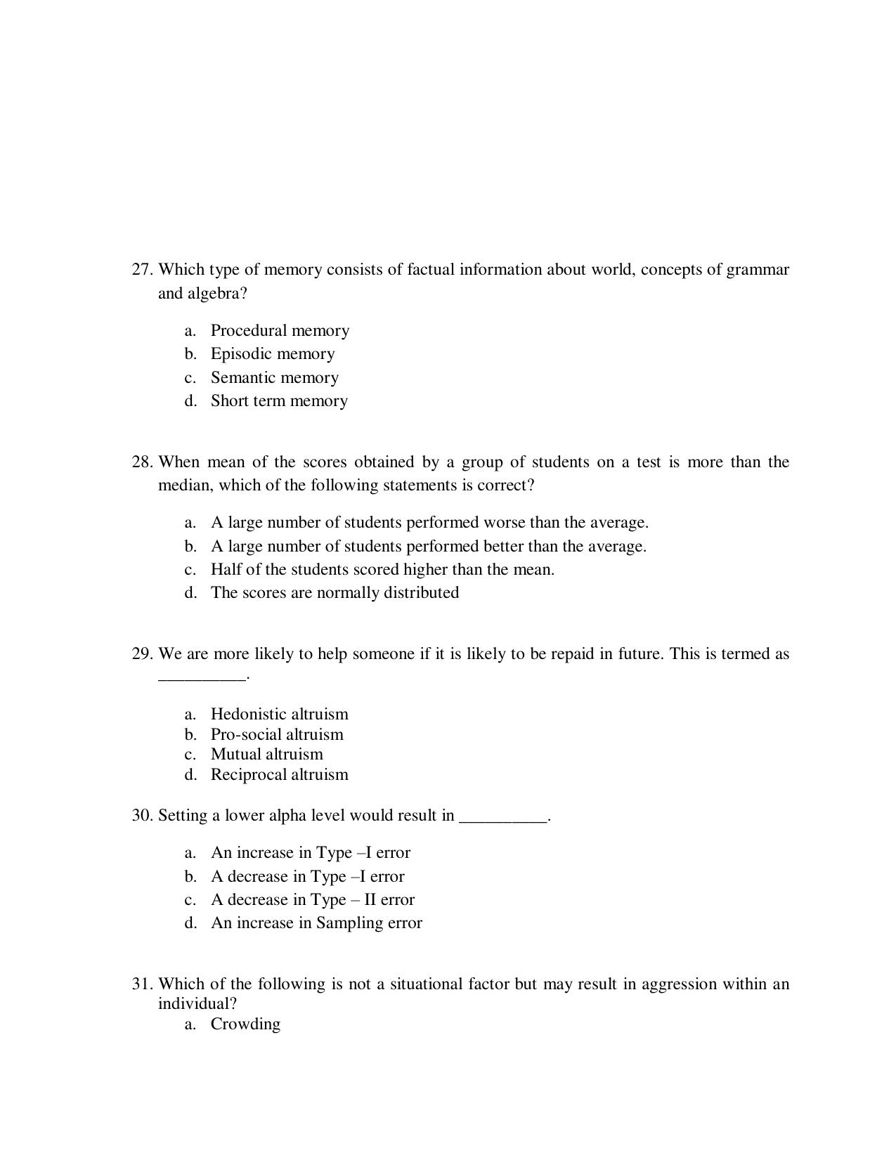 Odisha CPET 2021 PSYCHOLOGY Question Paper - Page 6