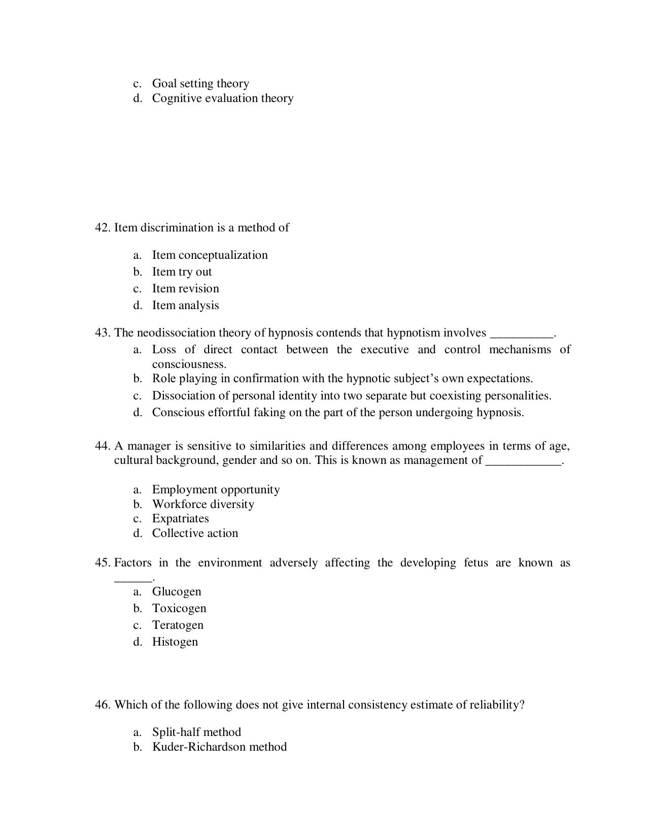 Odisha CPET 2021 PSYCHOLOGY Question Paper - Page 9