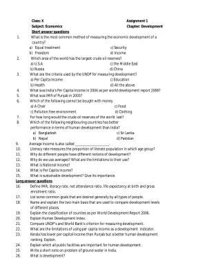 CBSE Worksheets for Class 10 Social Science Economics Assignment 3