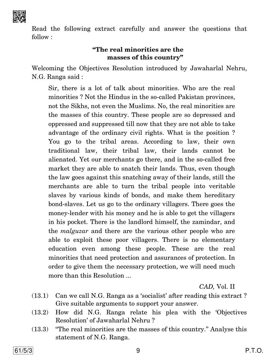 CBSE Class 12 61-5-3 History 2019 Question Paper - Page 9