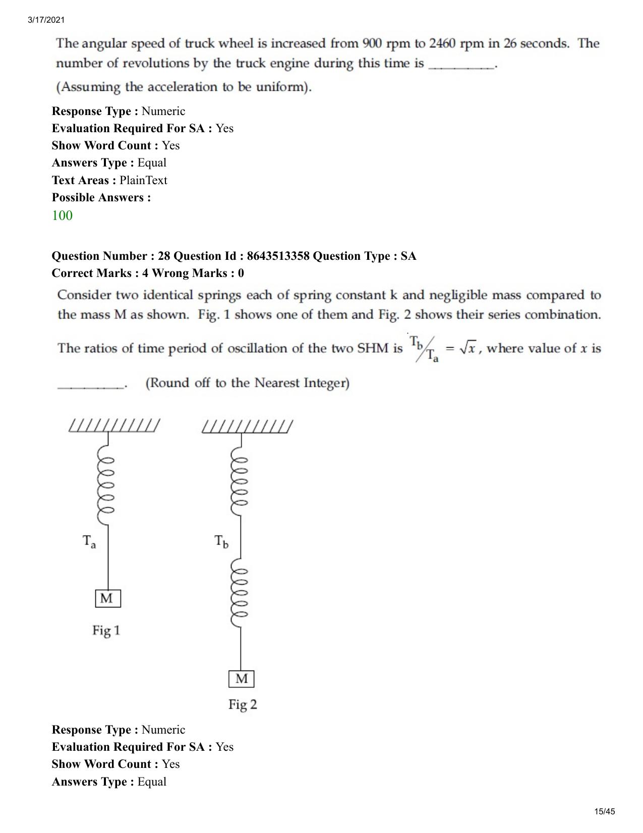 JEE Mains 2021: BTech (Shift 1) 17-03-2021 Question Paper - Page 15