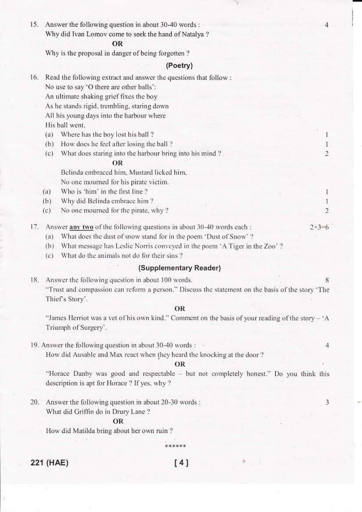 UBSE Class 10 English 2014 Question Paper - Page 4