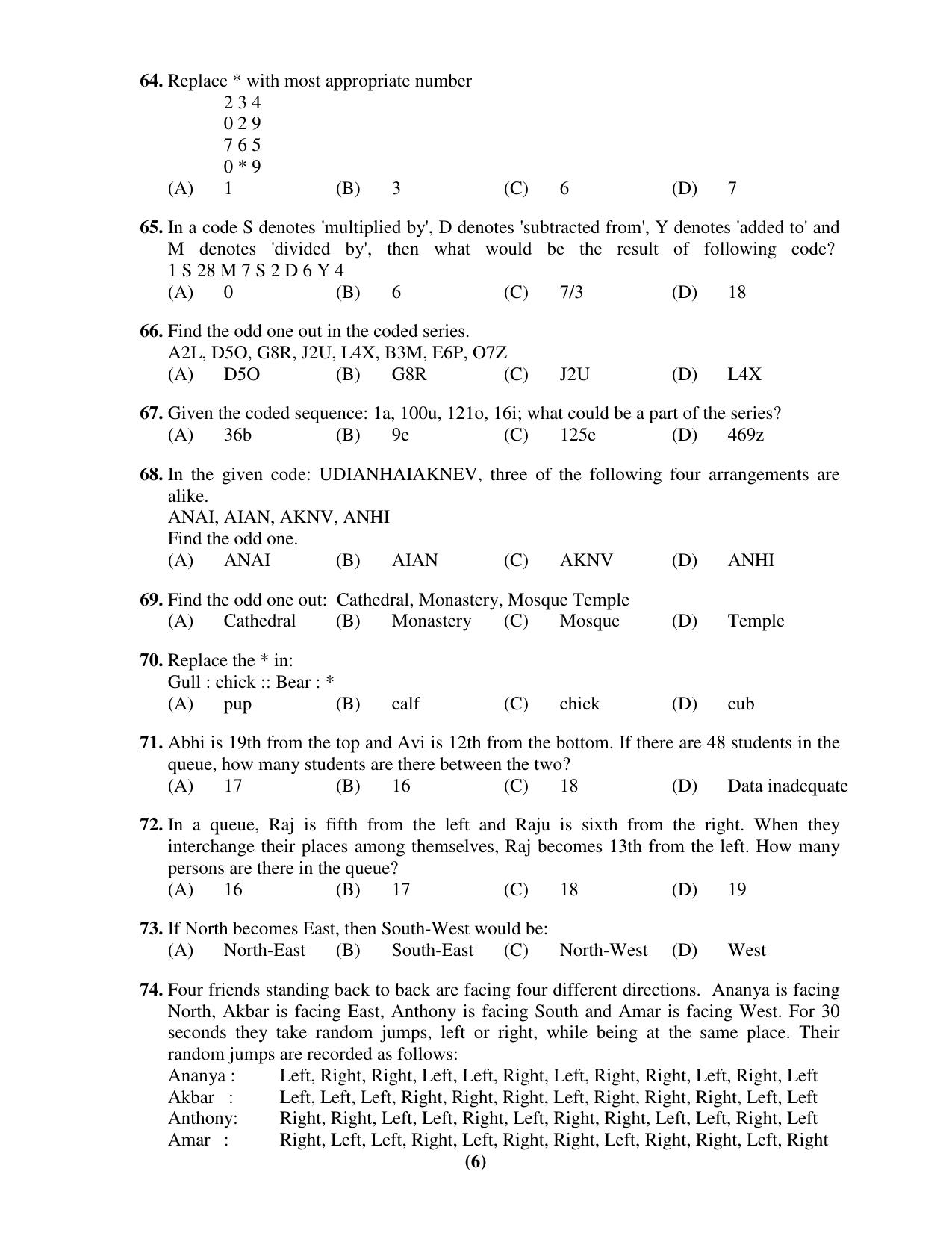 Chandigarh B.Ed 2019 Question Paper - Set A - Page 6