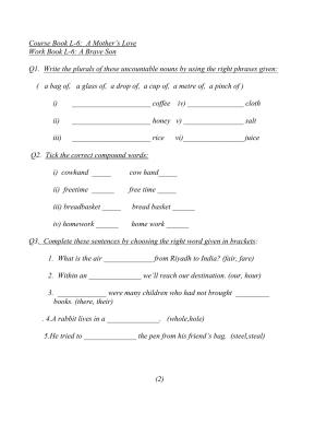 Worksheet for Class 4 English Assignment 136 A MotherGÇOs Love