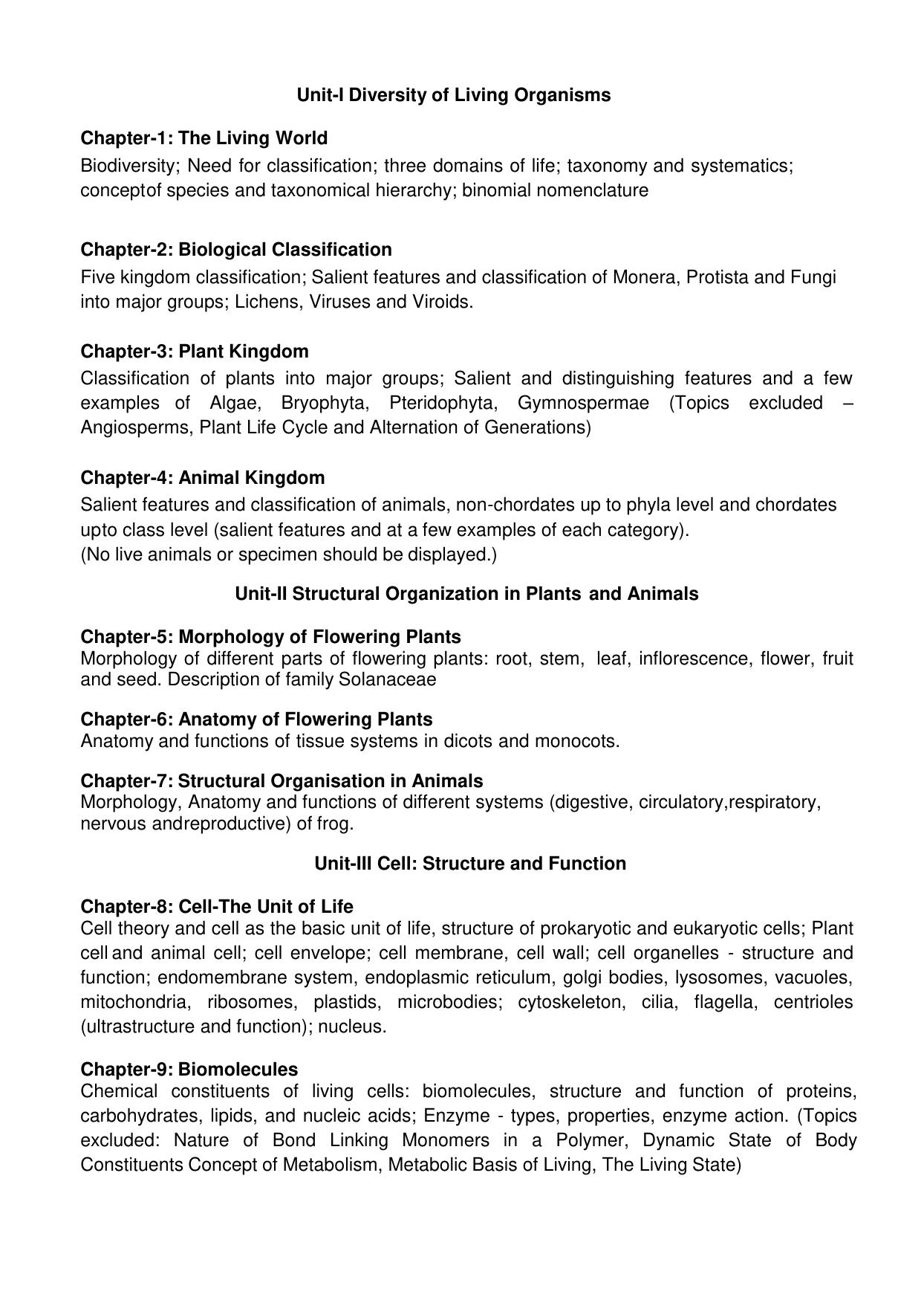CBSE Class 11 & 12 Biology Syllabus - Page 2
