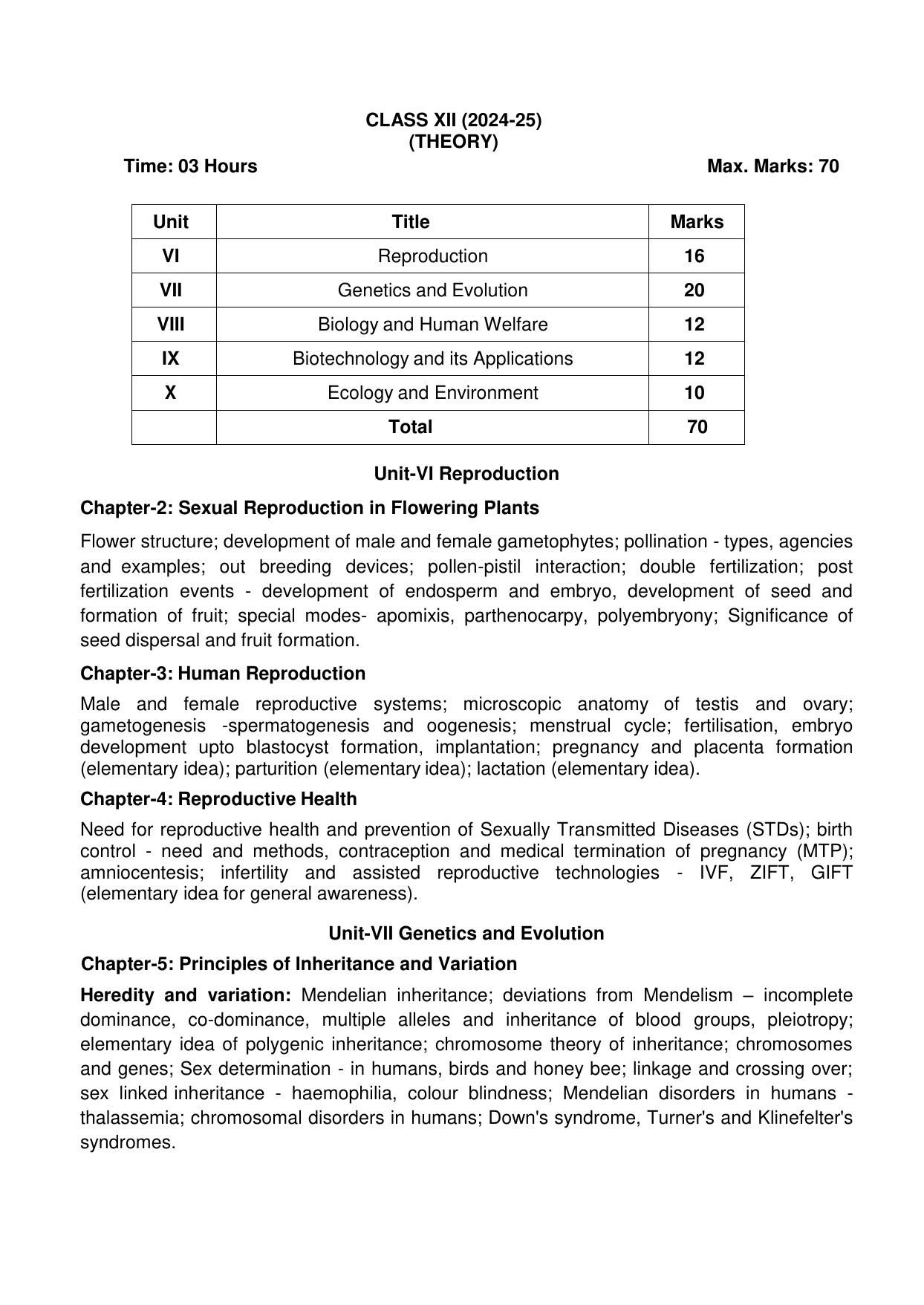 CBSE Class 11 & 12 Biology Syllabus - Page 7