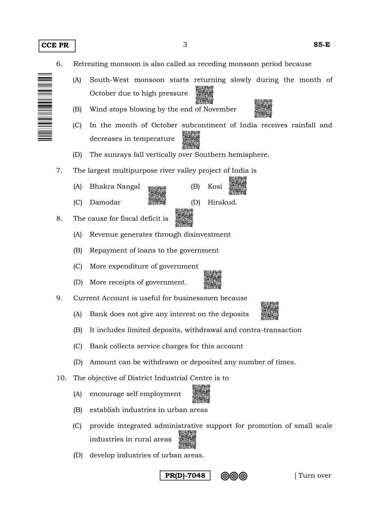 Karnataka SSLC Social Science (ENGLISH Medium) - 85E-D Version (Supplementary) June 2020 Question Paper - Page 3