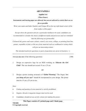 ICSE Class 10 Art Paper 4 (Applied Art) 2018 Question Paper