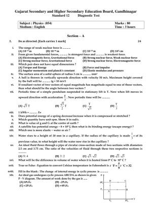 Gujarat Board Class 12th Question Paper 2020: (ભૌતિક વિજ્ઞાન) GHE