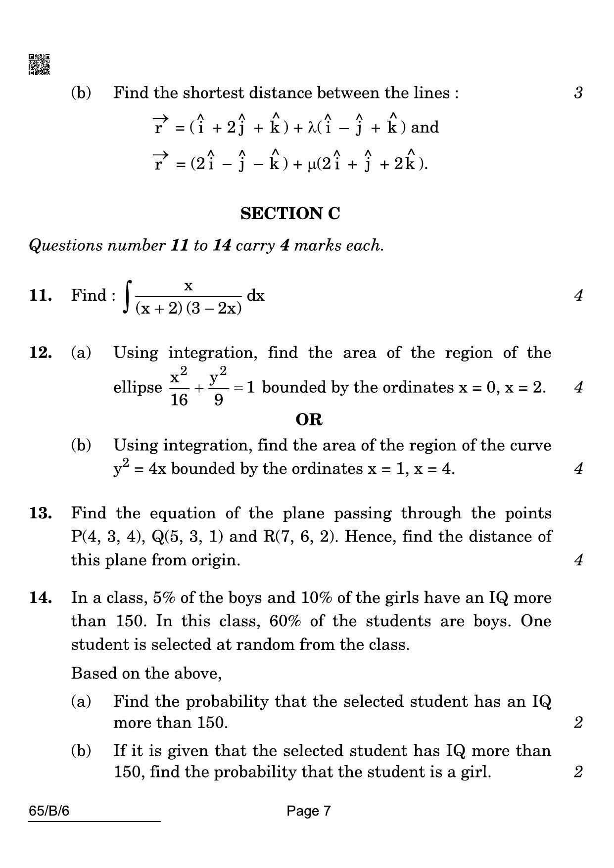 CBSE Class 12 65-B-6 Maths Blind 2022 Compartment Question Paper - Page 7