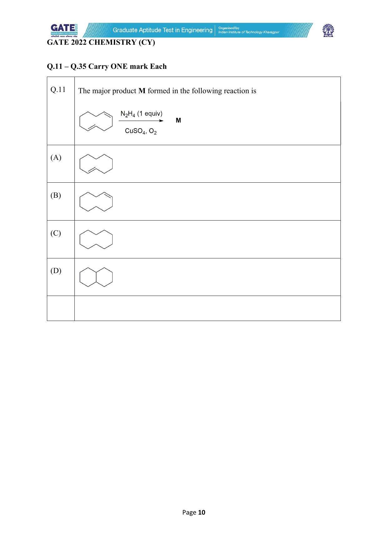 GATE 2022 Chemistry (Cy) Question Paper - Page 10