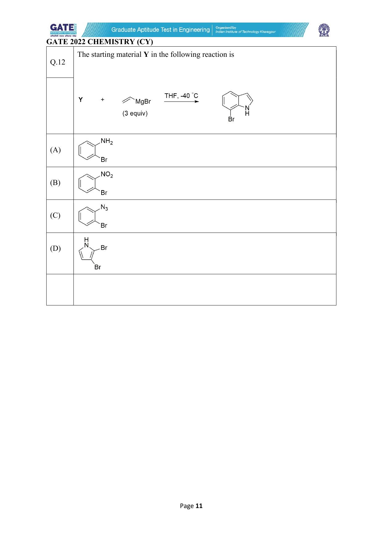 GATE 2022 Chemistry (Cy) Question Paper - Page 11