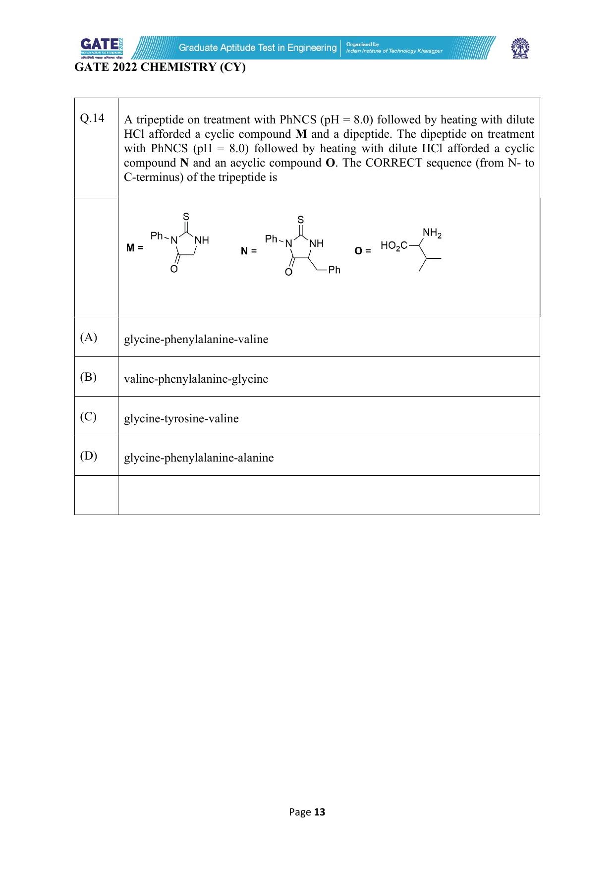 GATE 2022 Chemistry (Cy) Question Paper - Page 13