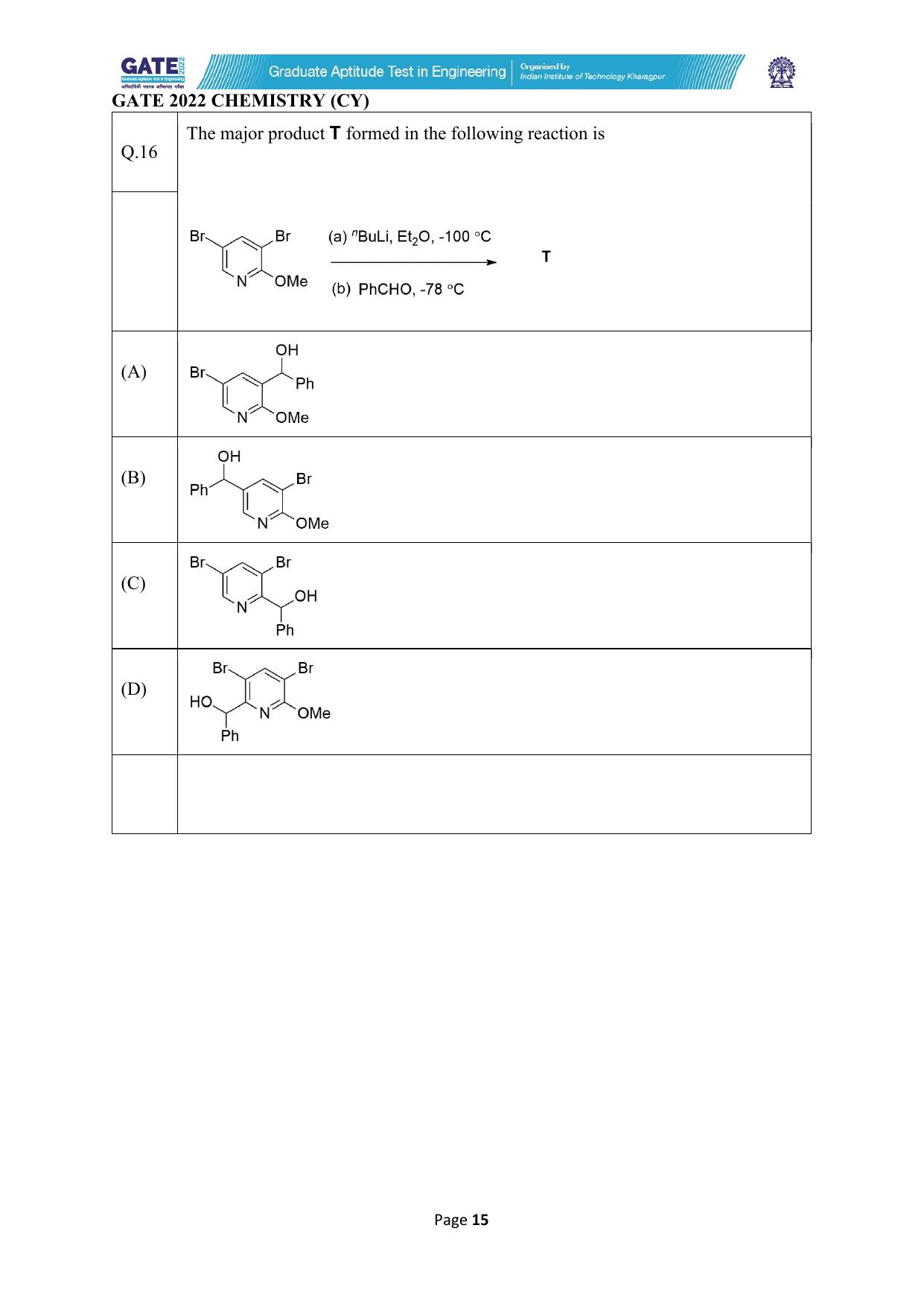 GATE 2022 Chemistry (Cy) Question Paper - Page 15
