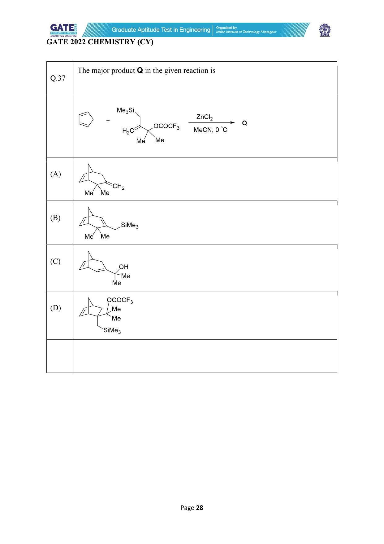 GATE 2022 Chemistry (Cy) Question Paper - Page 28