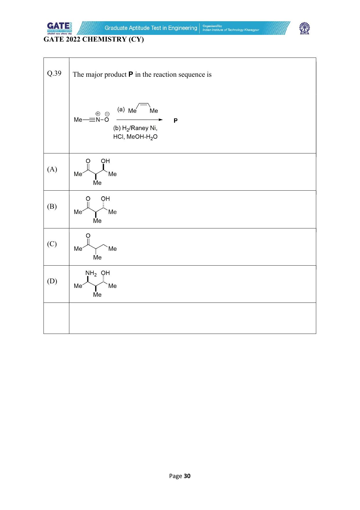GATE 2022 Chemistry (Cy) Question Paper - Page 30