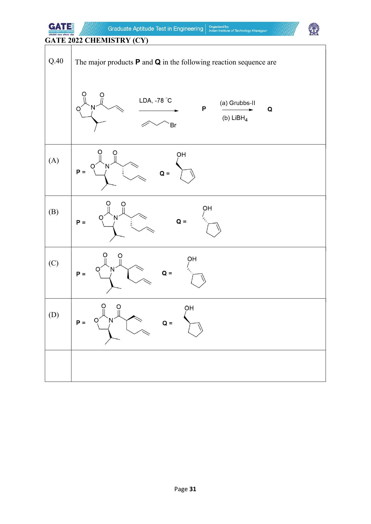 GATE 2022 Chemistry (Cy) Question Paper - Page 31