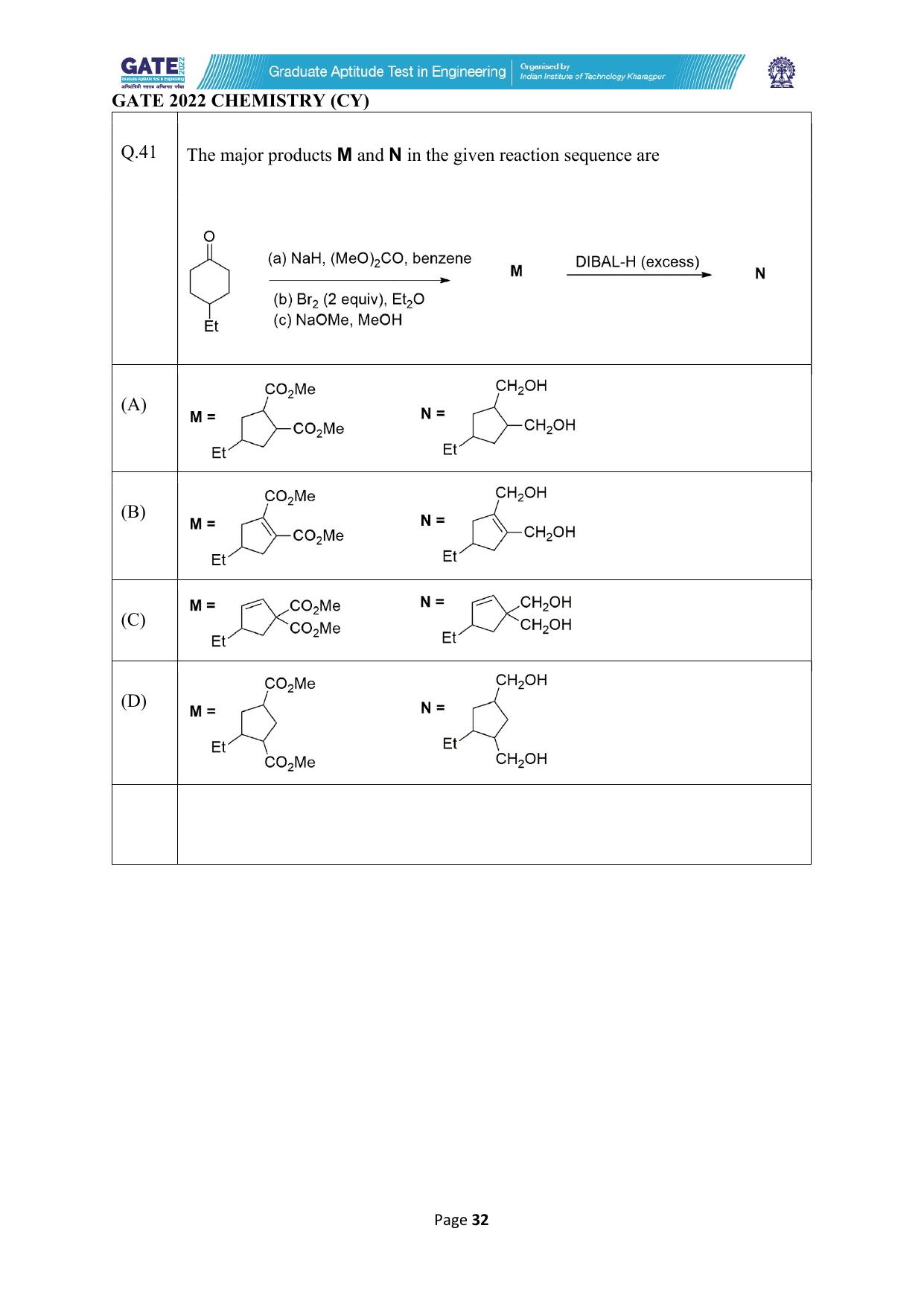 GATE 2022 Chemistry (Cy) Question Paper - Page 32