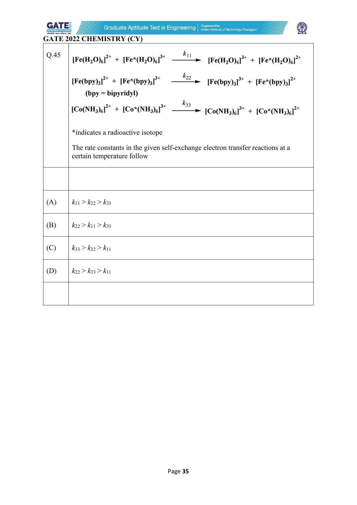 GATE 2022 Chemistry (Cy) Question Paper - Page 35