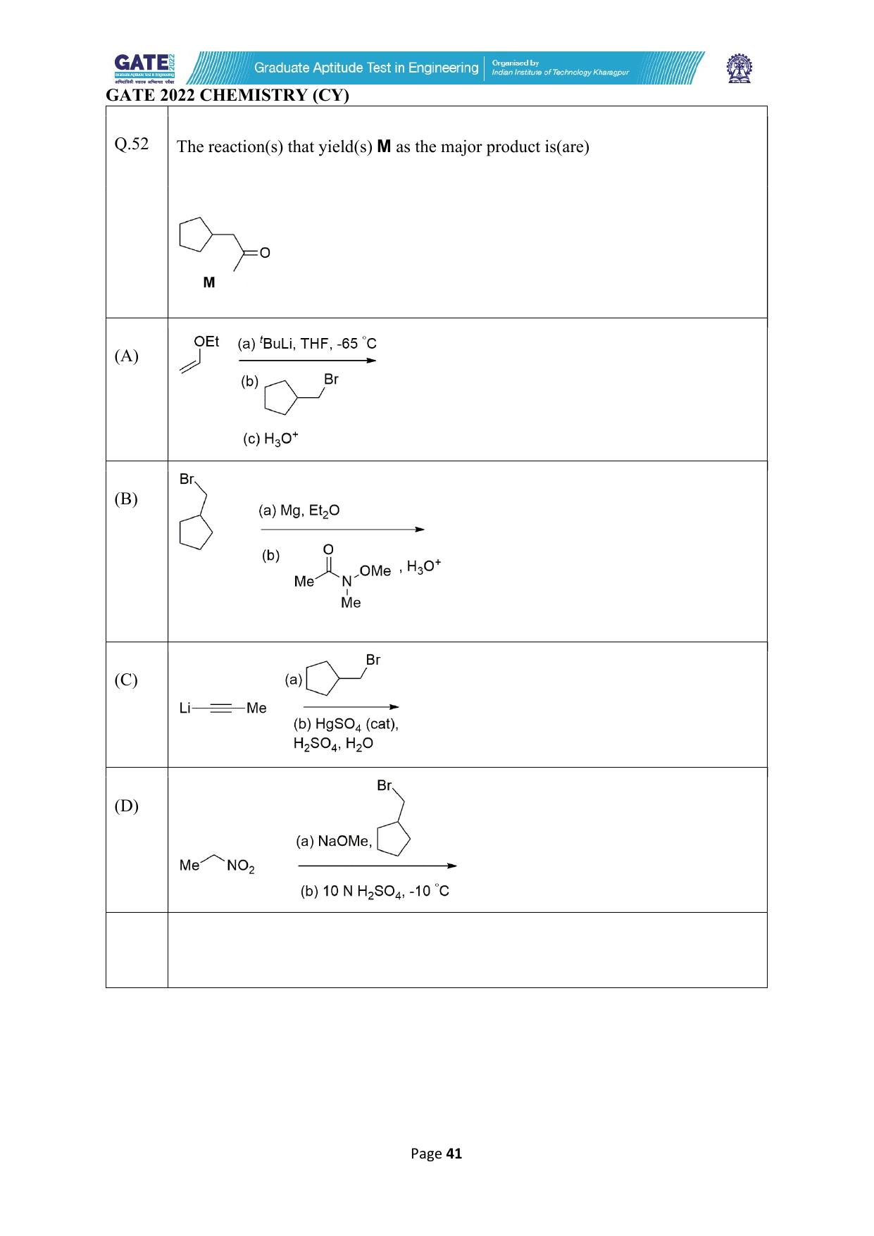 GATE 2022 Chemistry (Cy) Question Paper - Page 41