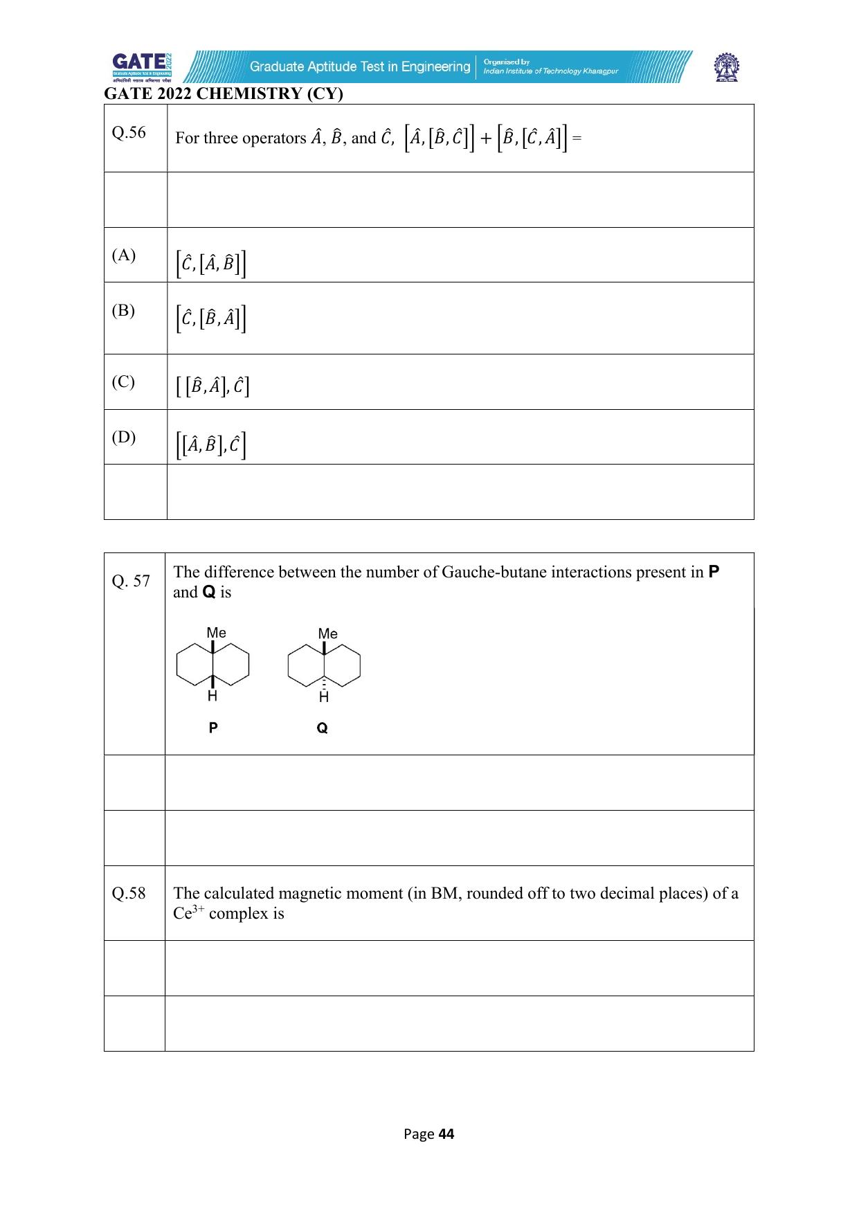 GATE 2022 Chemistry (Cy) Question Paper - Page 44