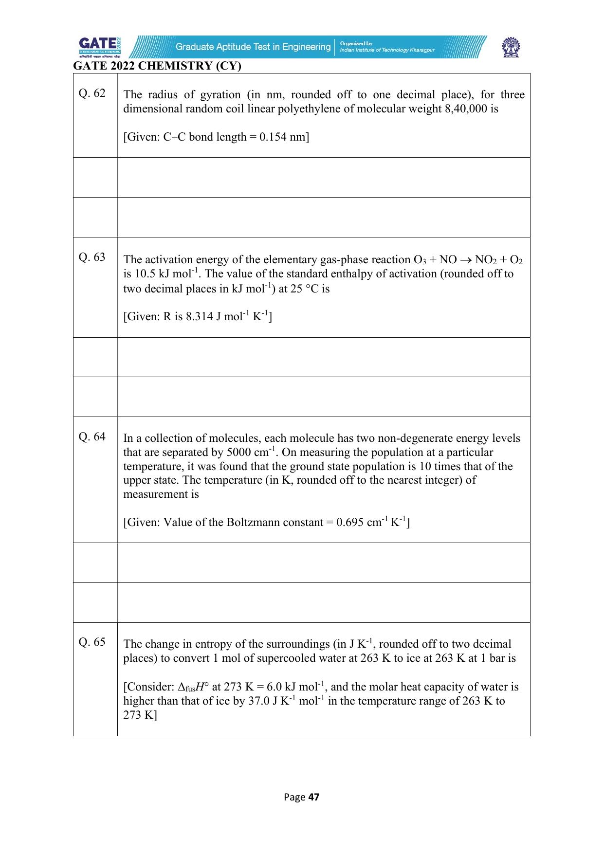 GATE 2022 Chemistry (Cy) Question Paper - Page 47
