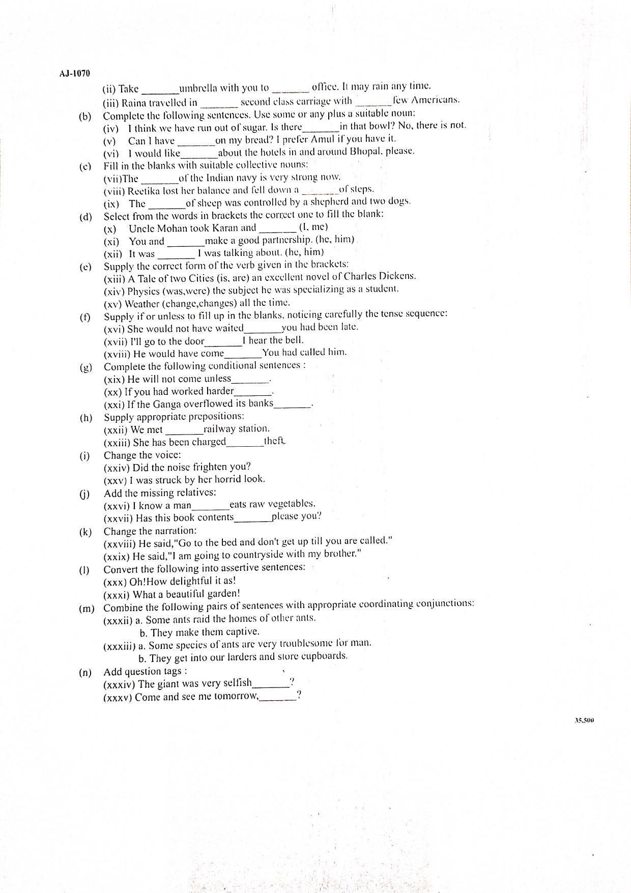 Bilaspur University Question Paper 2021-2022:B.A. Part-III (Three) FC:English Language Paper 1 - Page 2