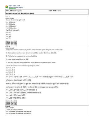 CUET (PG) 2022: PGQP-08 Nanoelectronics (07-09-2022) Question Paper