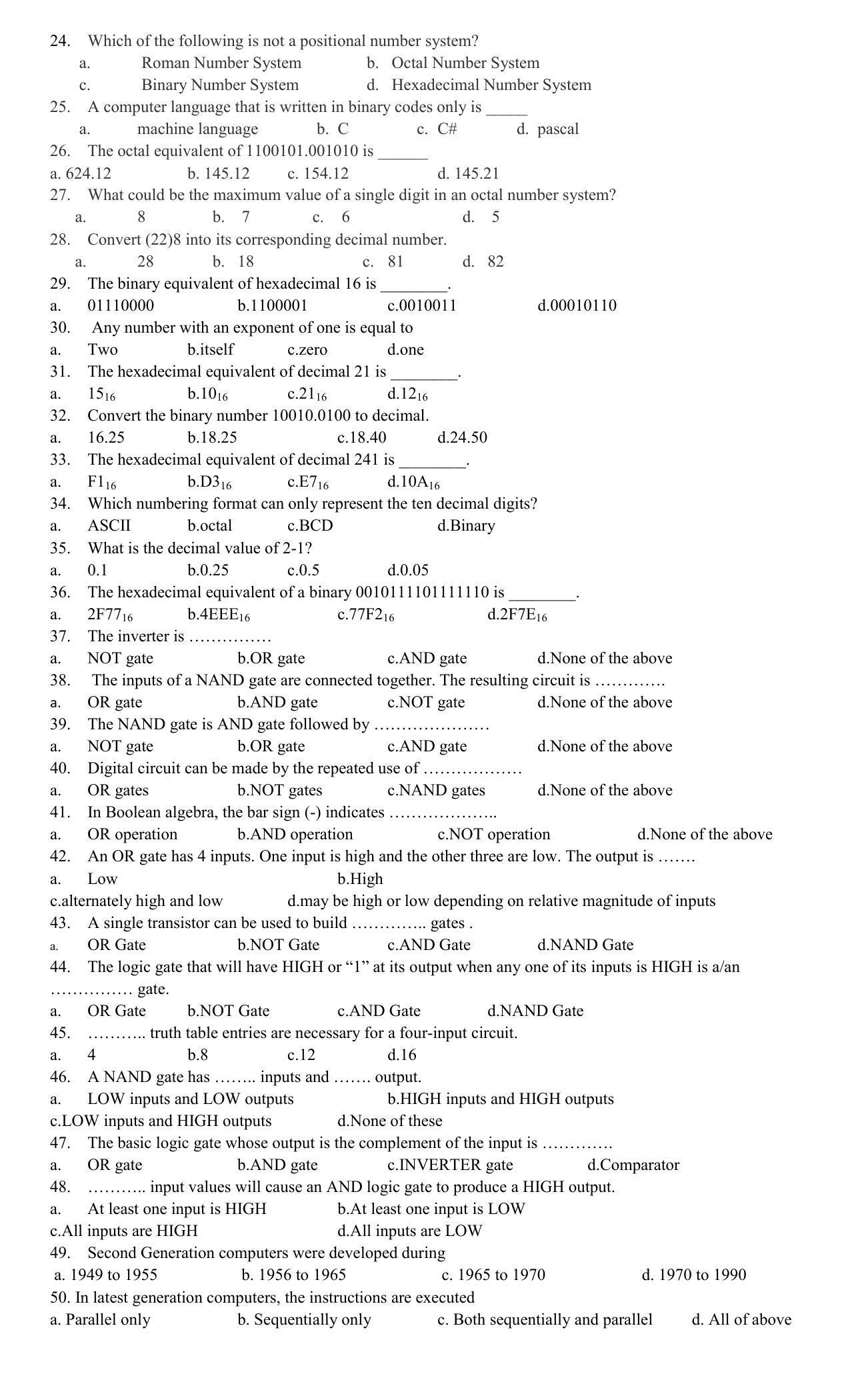 Hemchand North Gujarat University Sample Paper July-Sept 2021: B C A Sem – I 103- Computer Organisation Paper Code - 3063 (Old Course) - Page 2