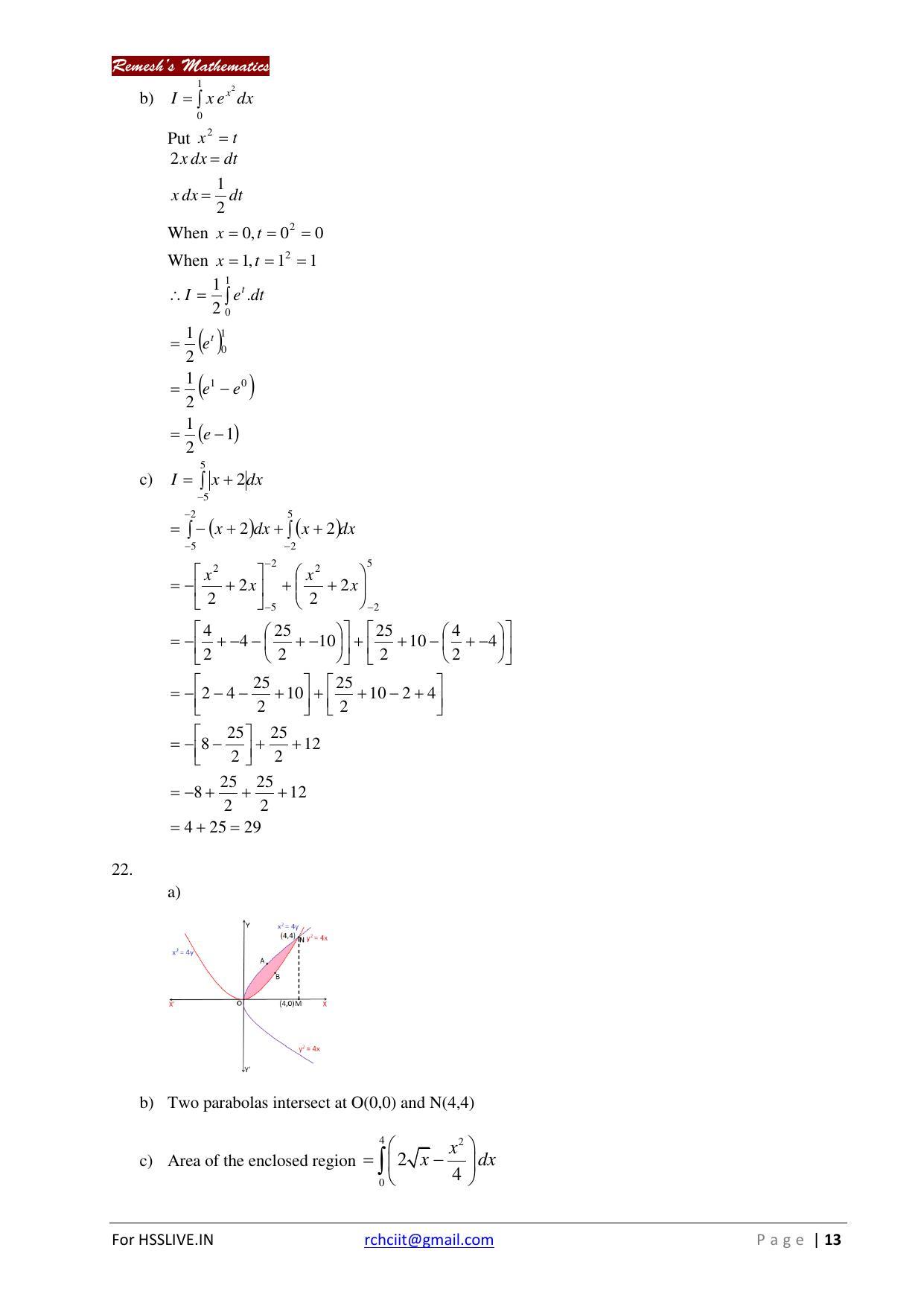 Kerala Plus Two 2018 Maths (Science) Model Answer Key - Page 13