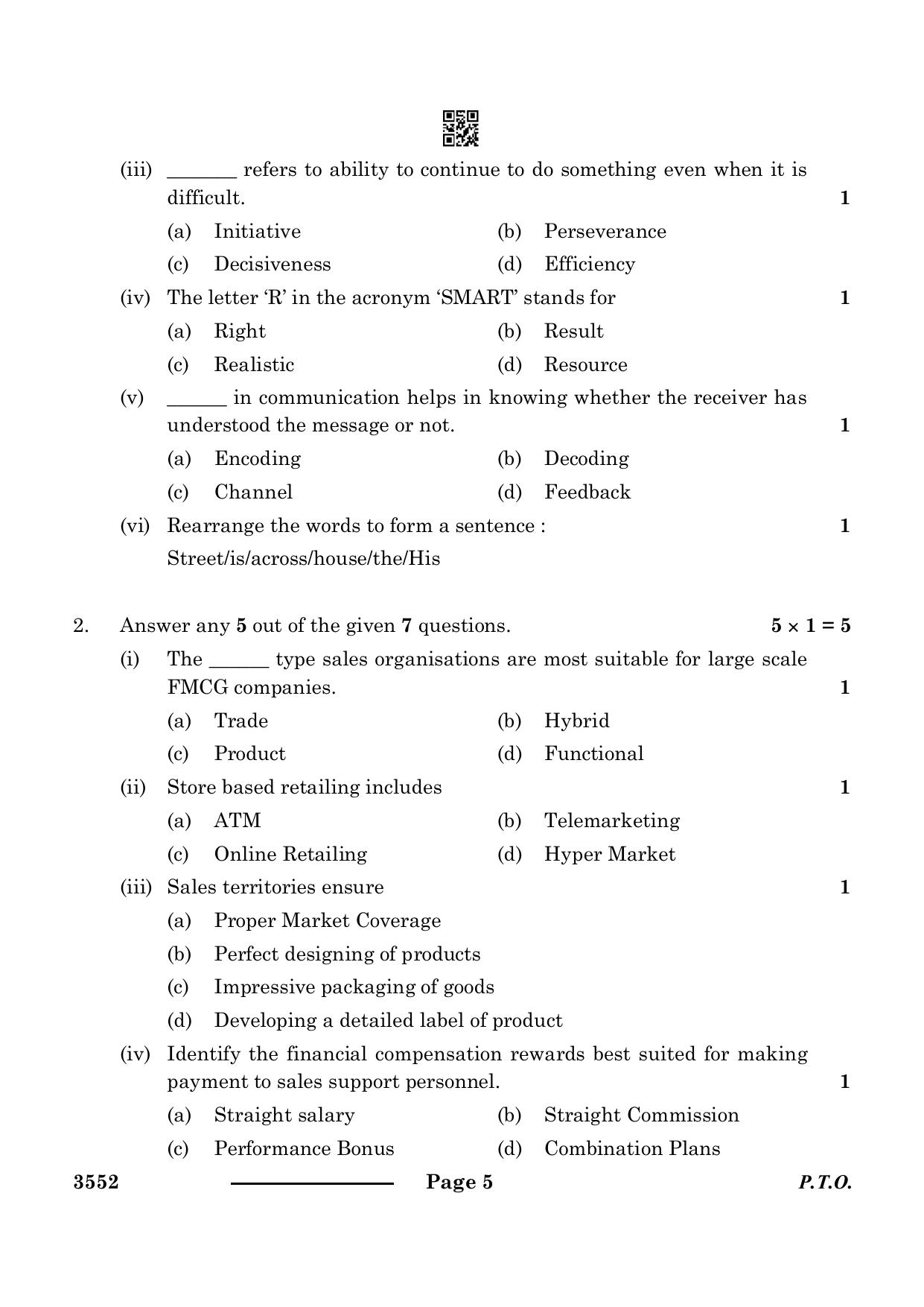 CBSE Class 12 Salesmanship 2024 Question Paper - Page 5