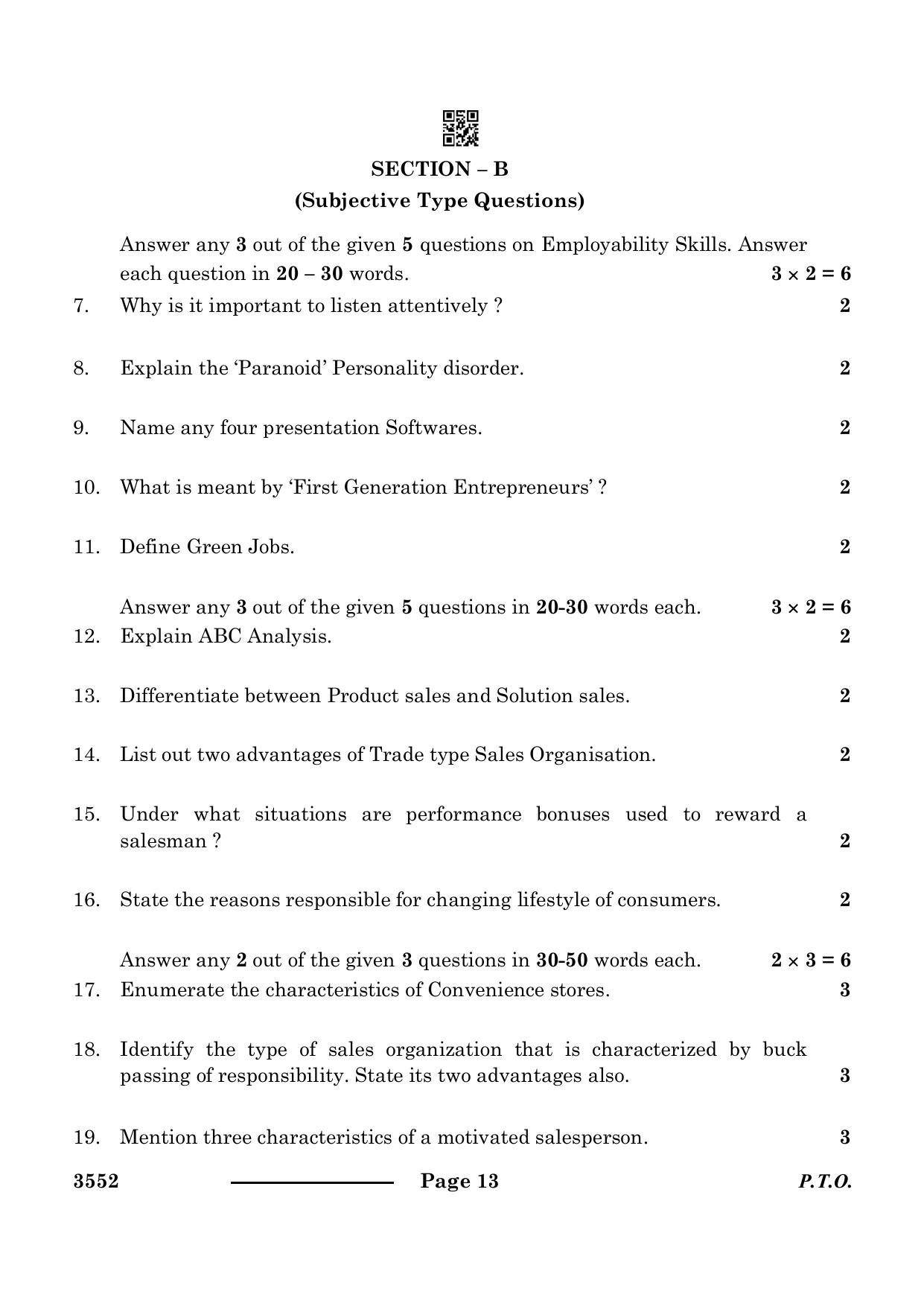 CBSE Class 12 Salesmanship 2024 Question Paper - Page 13
