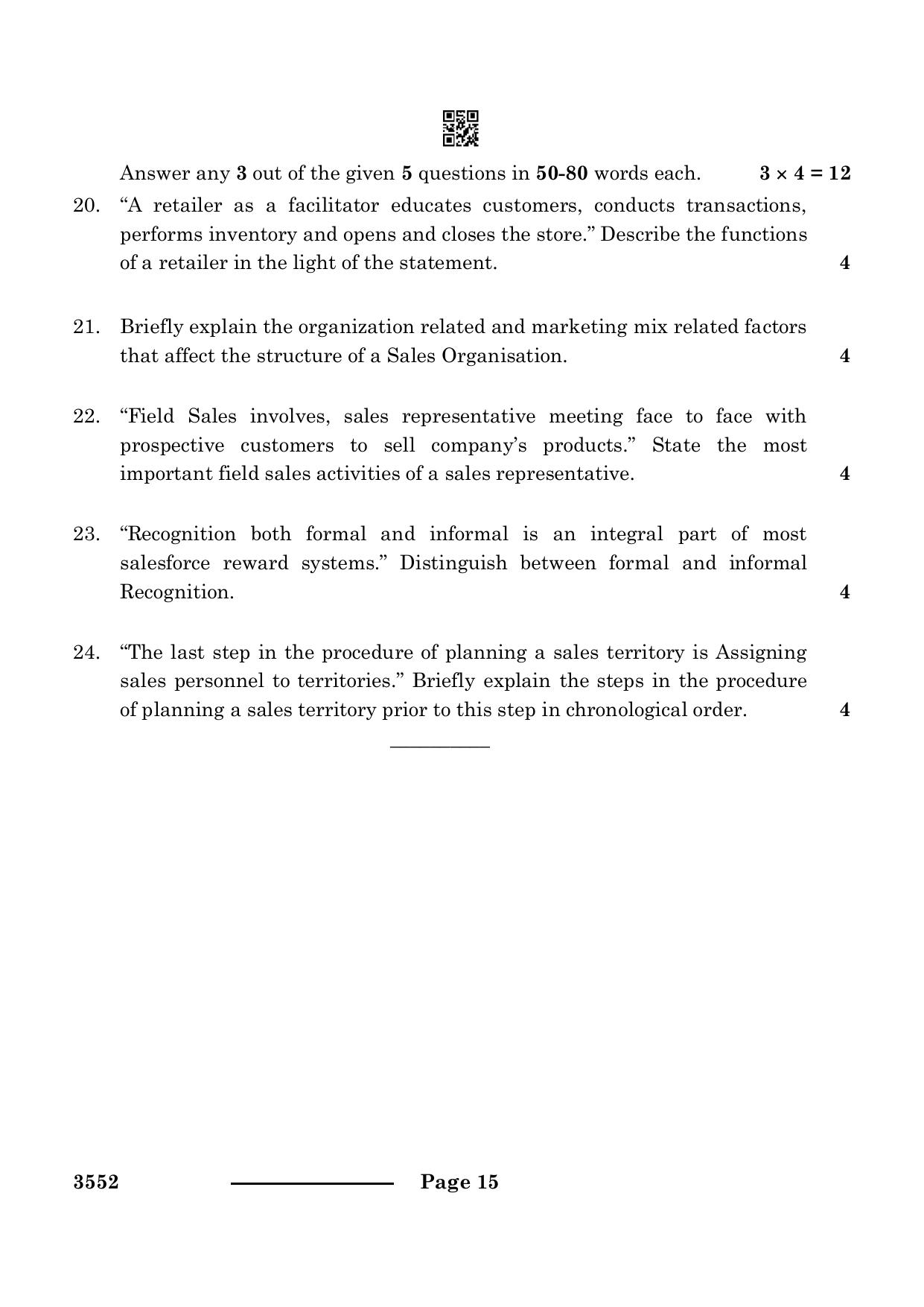 CBSE Class 12 Salesmanship 2024 Question Paper - Page 15