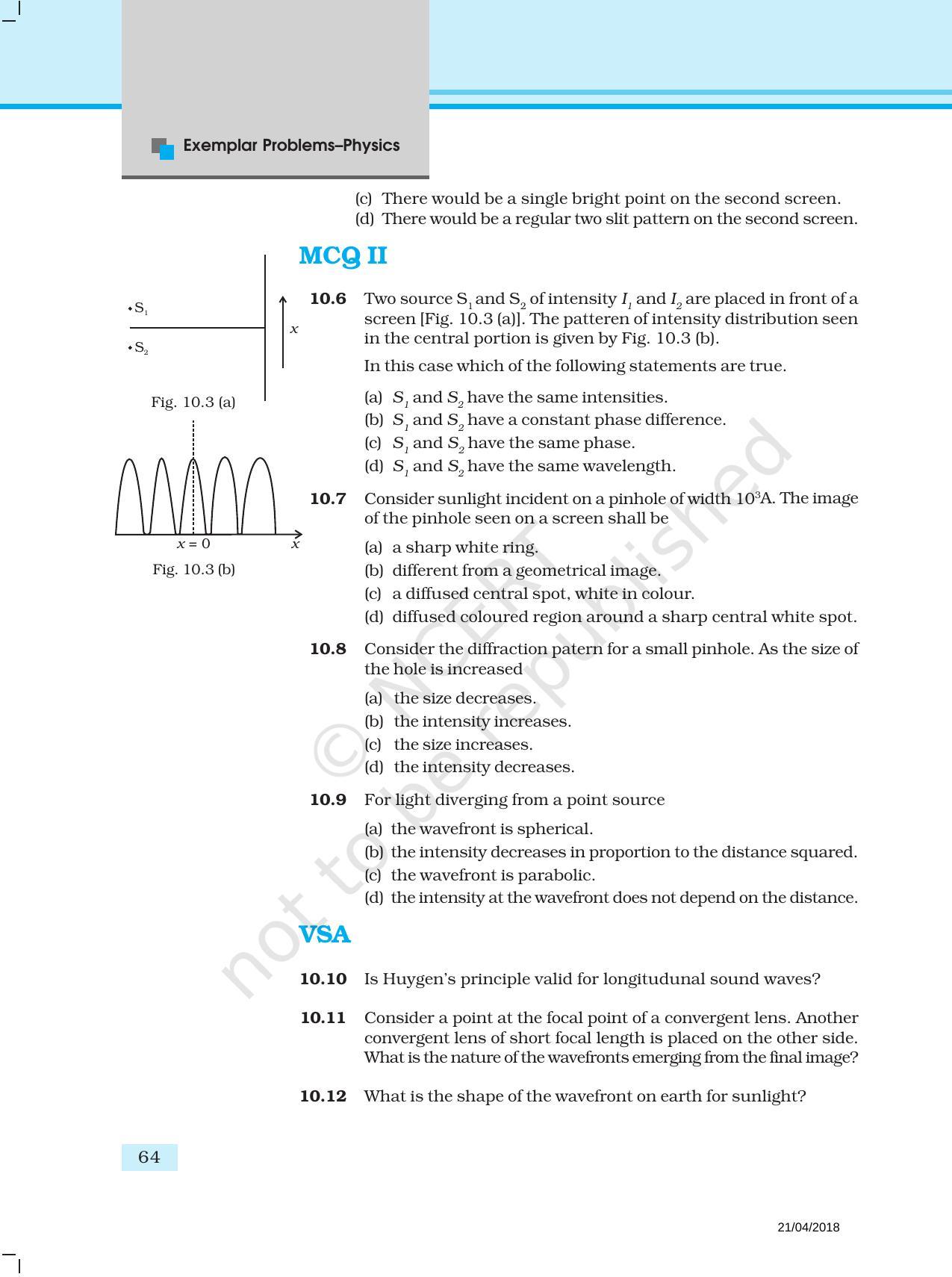NCERT Exemplar Book for Class 12 Physics: Chapter 10 Wave Optics - Page 3