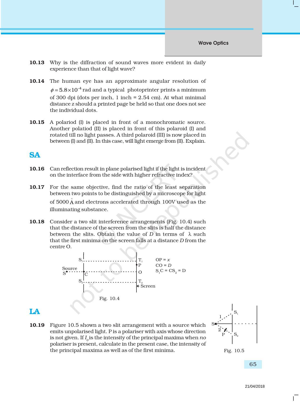 NCERT Exemplar Book for Class 12 Physics: Chapter 10 Wave Optics - Page 4